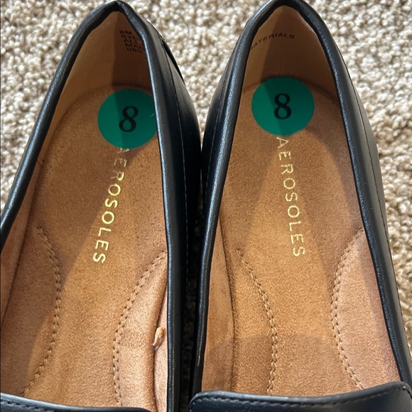 AEROSOLES Black Leather Women's Loafers - Picture 3 of 8